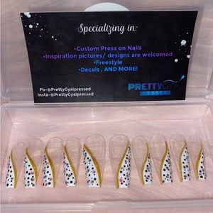 Long Coffin Clear and White with Black Polka Dots and Gold